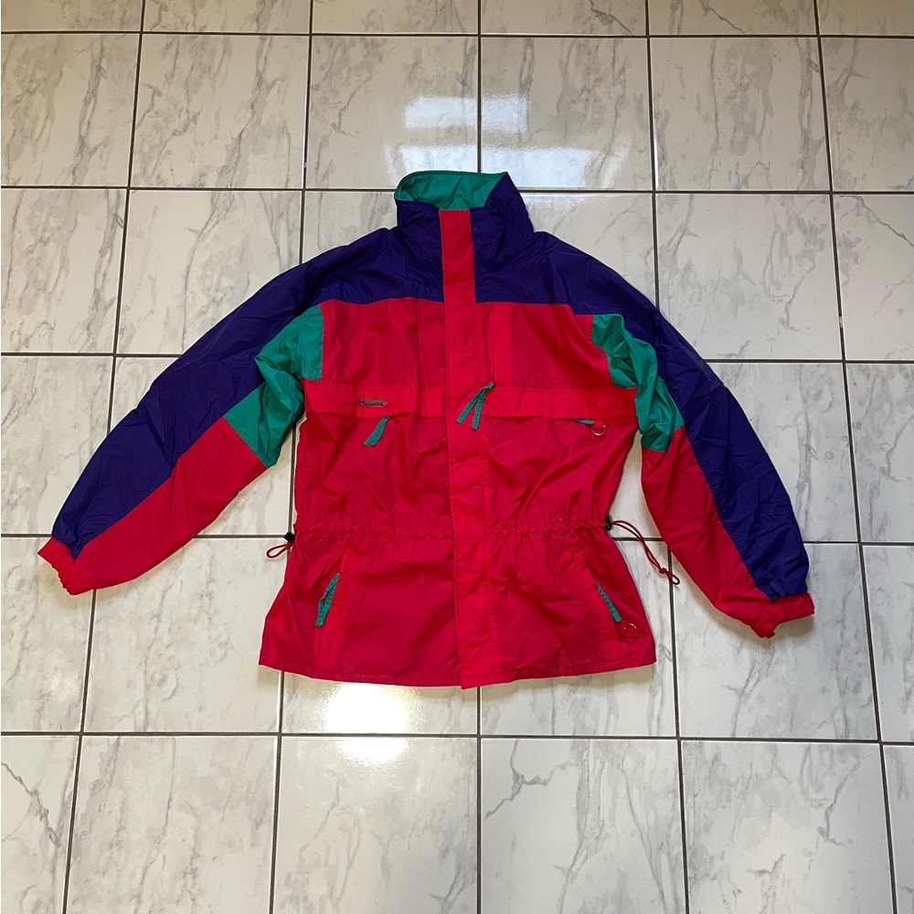 Vintage 90s Columbia Colorblock Adjustable Waist Shell Nylon Windbreaker Men’s L
